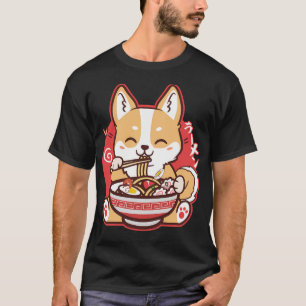 Cute Kawaii Corgi Eating Ramen T-Shirt