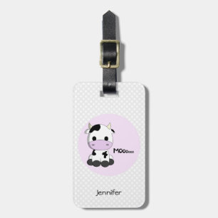 Cute kawaii cow cartoon kids luggage tags