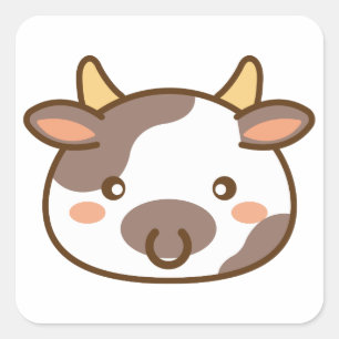 Cute Kawaii Cow Square Sticker