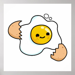 Cute Kawaii Cracked Egg Poster