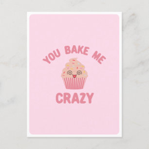 Cute Kawaii Crazy Silly Face Muffin Food Pun Love  Postcard