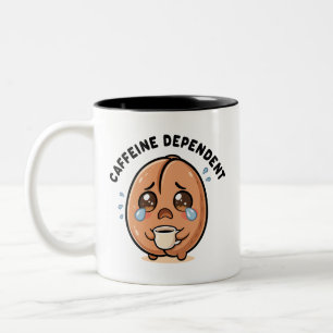 Cute Kawaii Crying Coffee Bean Caffeine Dependent Two-Tone Coffee Mug
