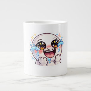 Cute Kawaii Crying Laughing with Joy Happy Tears C Large Coffee Mug