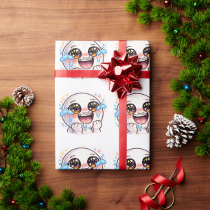 Cute Kawaii Crying Laughing with Joy Happy Tears C Wrapping Paper