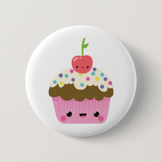 Cute Kawaii Cupcake 6 Cm Round Badge (Front)