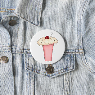 Cute Kawaii Cupcake Milkshake with Cherry  7.5 Cm Round Badge