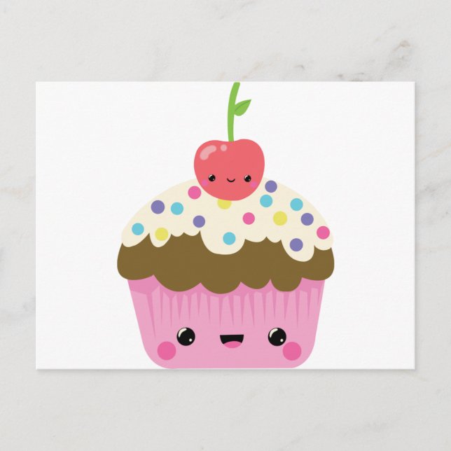 Cute Kawaii Cupcake Postcard (Front)