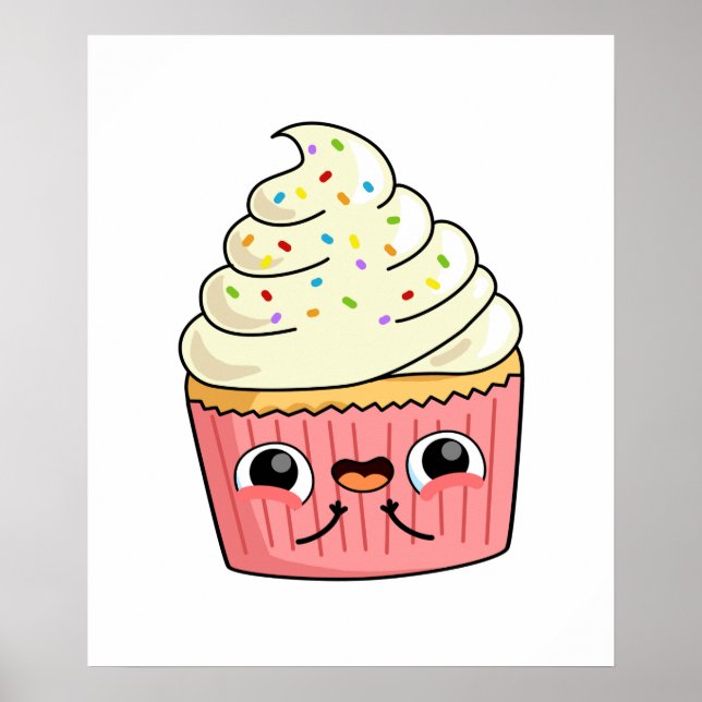 Cute Kawaii Cupcake Poster (Front)