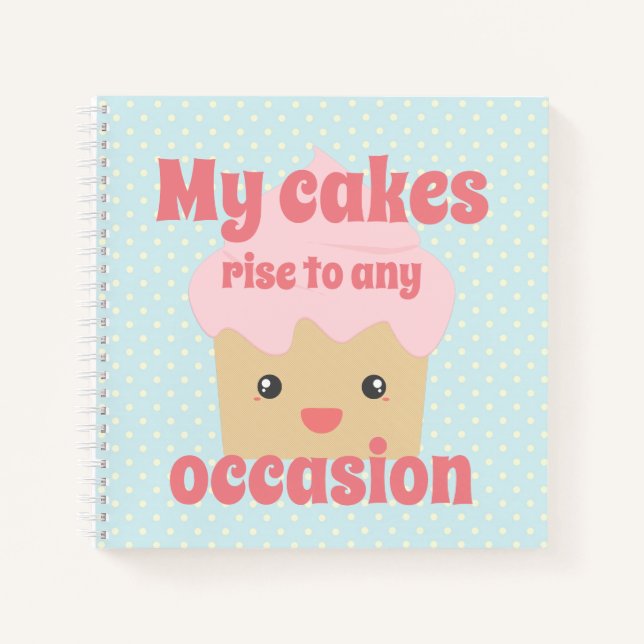 Cute Kawaii Cupcake Quote Dotty Recipe Notebook (Front)