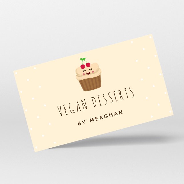 Cute Kawaii Cupcake Vegan Dessert Cake Bakery Food Business Card (Creator Uploaded)