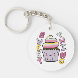 Cute Kawaii Cupcake with Text Key Ring