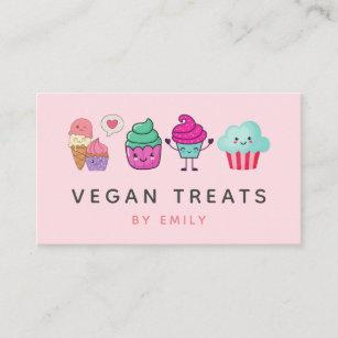 Cute Kawaii Cupcakes Bakery Vegan Treats Sweets Business Card