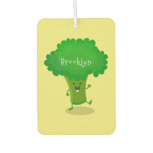 Cute kawaii dancing broccoli cartoon illustration car air freshener