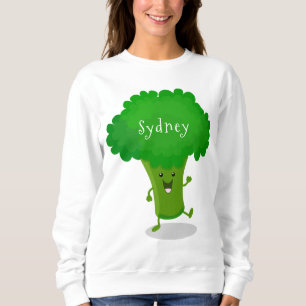 Cute kawaii dancing broccoli cartoon illustration sweatshirt
