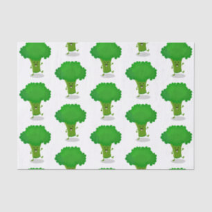 Cute kawaii dancing broccoli cartoon illustration tissue paper