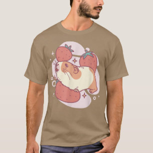 Cute Kawaii Designs - Guinea Pig Playing In Strawb T-Shirt