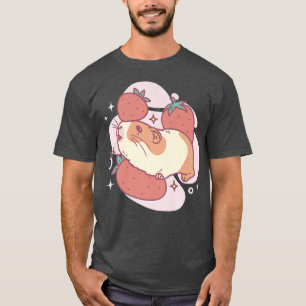 Cute Kawaii Designs Guinea Pig Playing In Strawbe T-Shirt