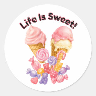 Cute Kawaii Dessert and Positive Quote Design Classic Round Sticker