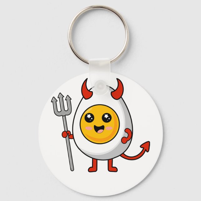 Cute Kawaii Deviled Egg Key Ring (Front)