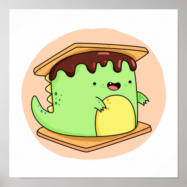 Cute Kawaii Dino-smore Poster (Front)
