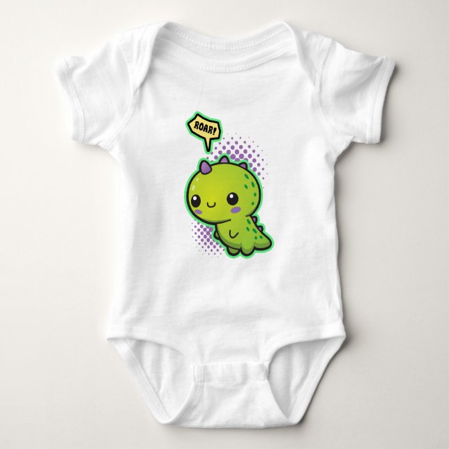 Cute Kawaii Dinosaur Baby Bodysuit (Front)