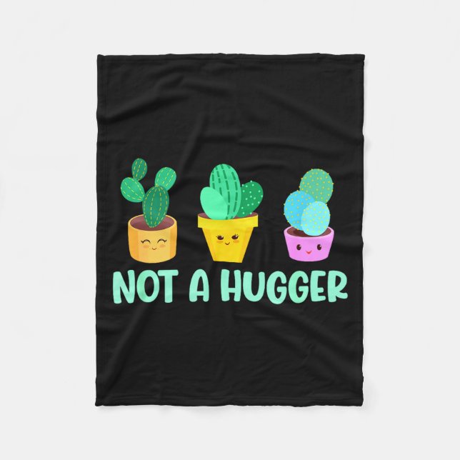 Cute Kawaii Do Not Hug I'm Not A Hugger Cactus  Fleece Blanket (Front)
