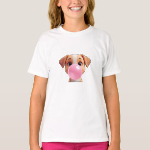 Cute Kawaii Dog Bubble Gum Design for Girl T-Shirt