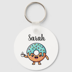 Cute Kawaii Donut Lovers Personalized Keychain