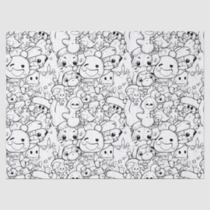 Cute Kawaii Doodle Characters (1) Tissue Paper