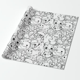 Cute Kawaii Doodle Characters (1) Wrapping Paper