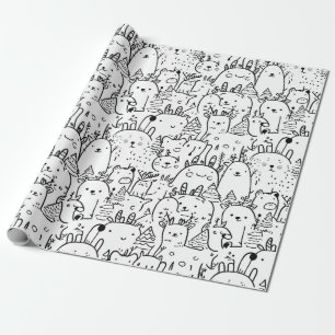 Cute Kawaii Doodle Characters (2) Wrapping Paper