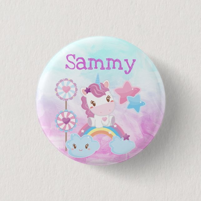 Cute Kawaii Dreamy Unicorn Rainbow Cloud 3 Cm Round Badge (Front)