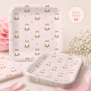 Cute Kawaii Duck Girl Birthday Party Paper Plate