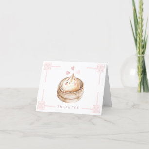 Cute Kawaii Dumpling Pink Baby Shower Thank You Ca Card