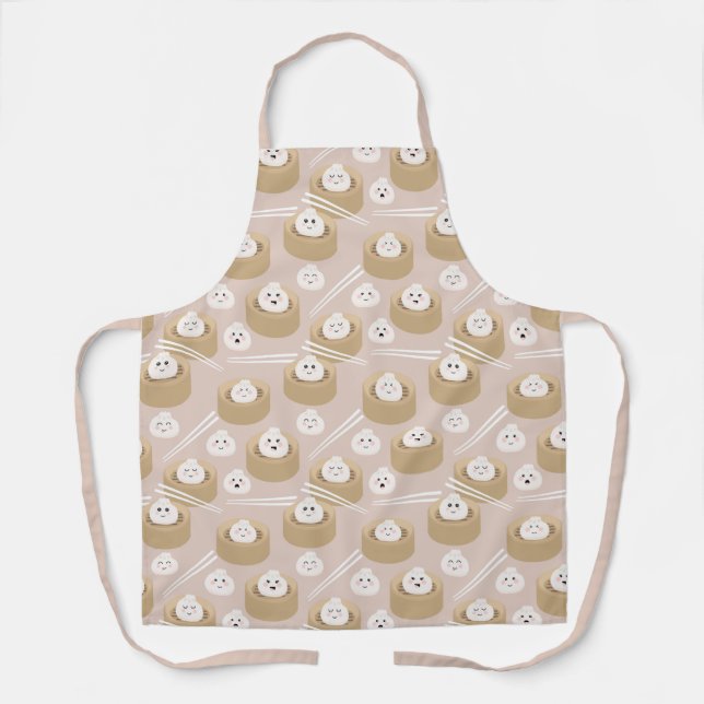 Cute Kawaii Dumplings Steamer Chopsticks  Apron (Front)