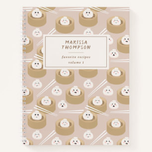 Cute Kawaii Dumplings Steamer Chopsticks Recipe Notebook