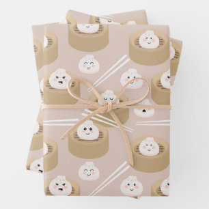 Cute Kawaii Dumplings Steamer Chopsticks  Wrapping Paper Sheet