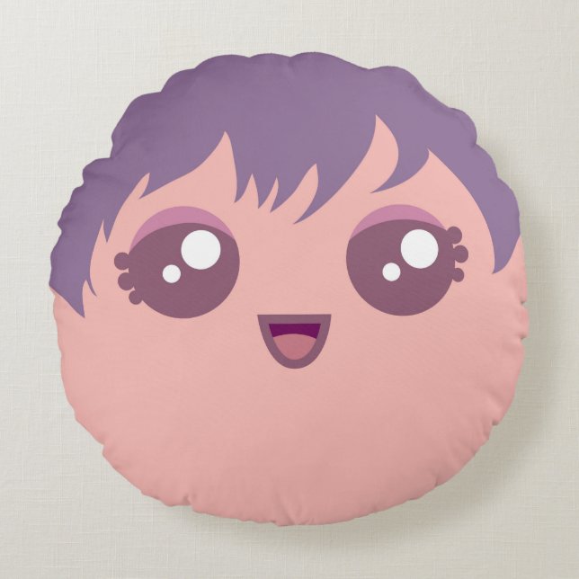 Cute Kawaii Dwarf Planet Ceres Round Cushion (Front)