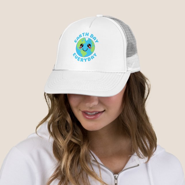 Cute Kawaii Earth Day Everyday Trucker Hat (In Situ)