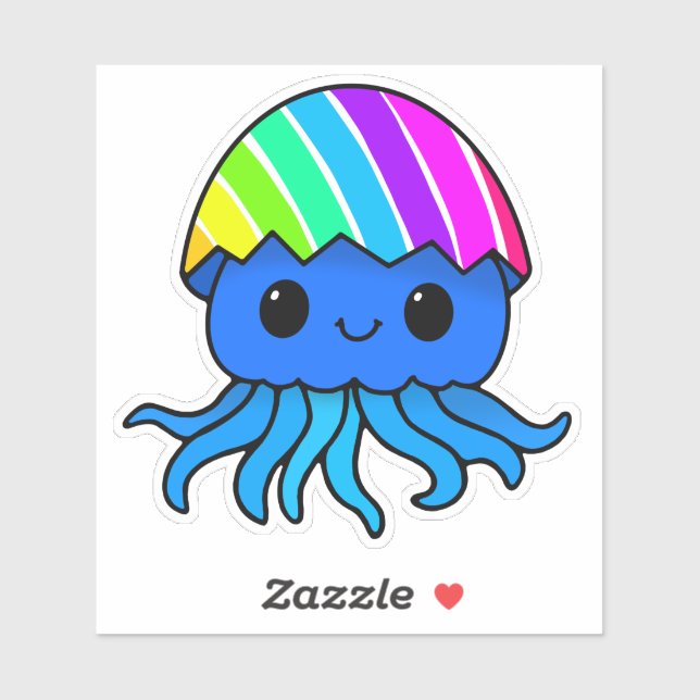 Cute Kawaii Easter Jellyfish Rainbow Sticker  (Sheet)