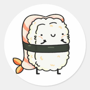 Cute Kawaii Ebi Prawn Sushi Classic Round Sticker