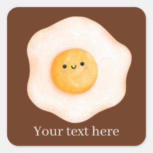 cute Kawaii egg add text Square Sticker