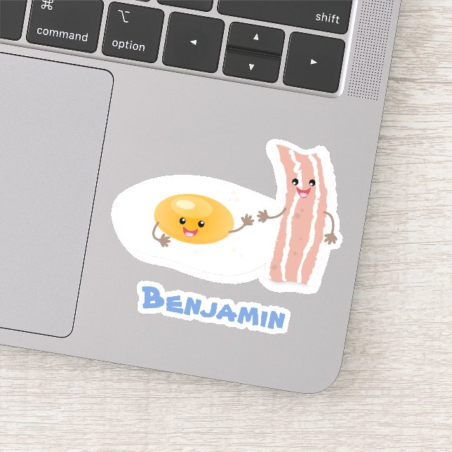 Cute kawaii egg and bacon cartoon illustration (Detail)