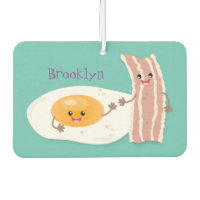 Cute kawaii egg and bacon cartoon illustration 