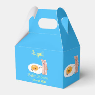 Cute kawaii egg and bacon cartoon illustration favour box