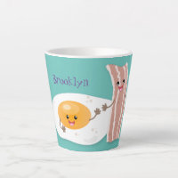 Cute kawaii egg and bacon cartoon illustration