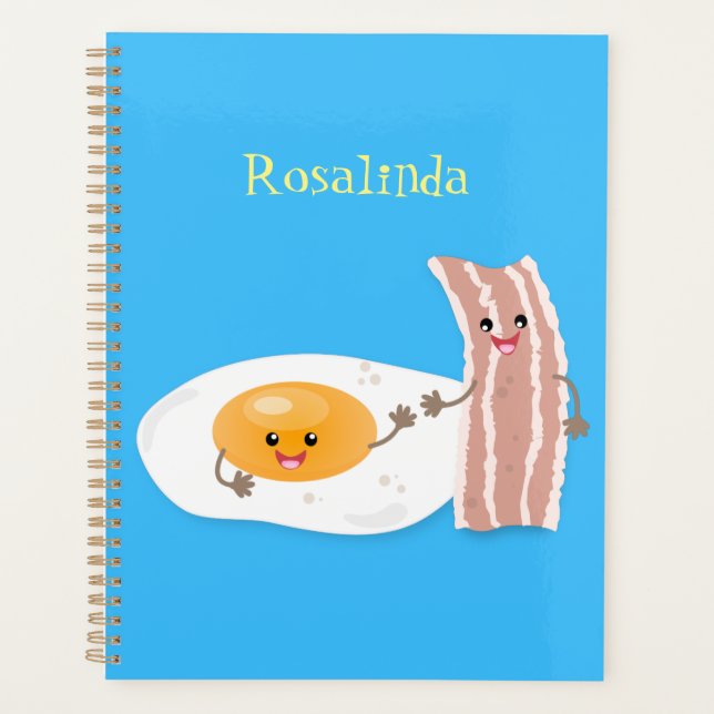 Cute kawaii egg and bacon cartoon illustration planner (Front)