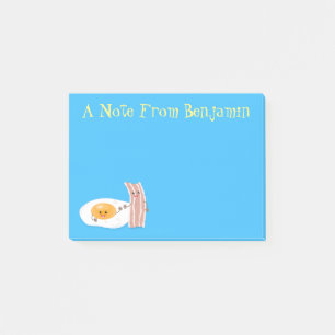 Cute kawaii egg and bacon cartoon illustration post-it notes