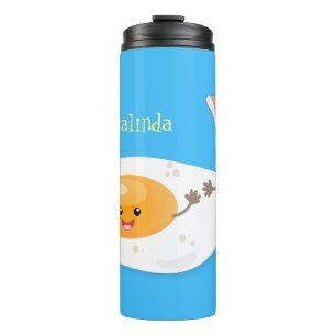 Cute kawaii egg and bacon cartoon illustration thermal tumbler