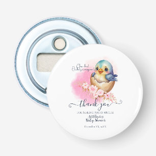 Cute Kawaii Egg Bird Elegant Floral Baby Shower Bottle Opener